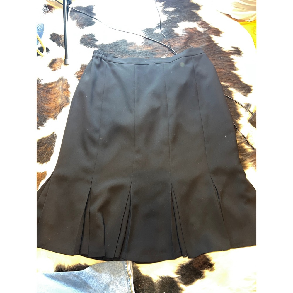 Jones Studio Separates Black Pleated Hem Midi Skirt Plus Size 14W 8EF04X812